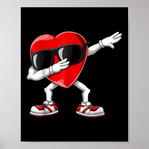 Dabbing Heart Funny Valentines Day Boys Girls Kids Poster