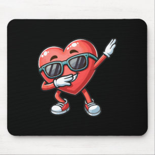 Dabbing Heart Funny Valentine's Day Dab Dance Kids Mouse Pad