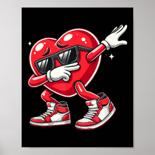 Dabbing Heart Funny Valentines Day _ Mens Kids Boy Poster