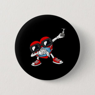 Dabbing Heart In A Mask Fun Valentines Day Dab  6 Cm Round Badge