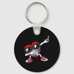 Dabbing Heart In A Mask Fun Valentines Day Dab  Key Ring