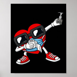 Dabbing Heart In A Mask Fun Valentines Day Dab Poster