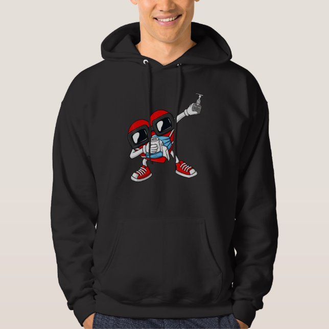 Dabbing Heart In A Mask  Valentines Day Dab Hoodie (Front)