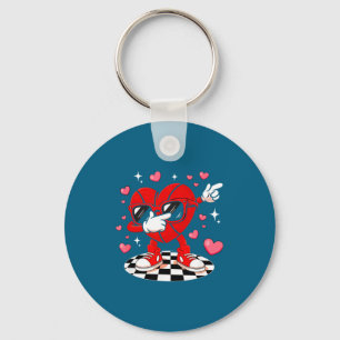 Dabbing heart sunglasses valentine basketball key ring