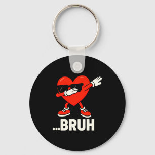 Dabbing Heart Sungles Bruh Meme Funny Valentine Key Ring