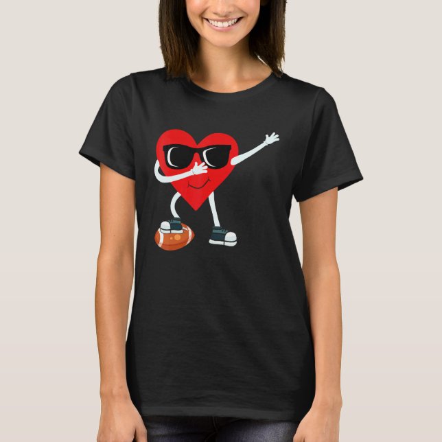Dabbing Heart Valentine's Day American Football T-Shirt (Front)