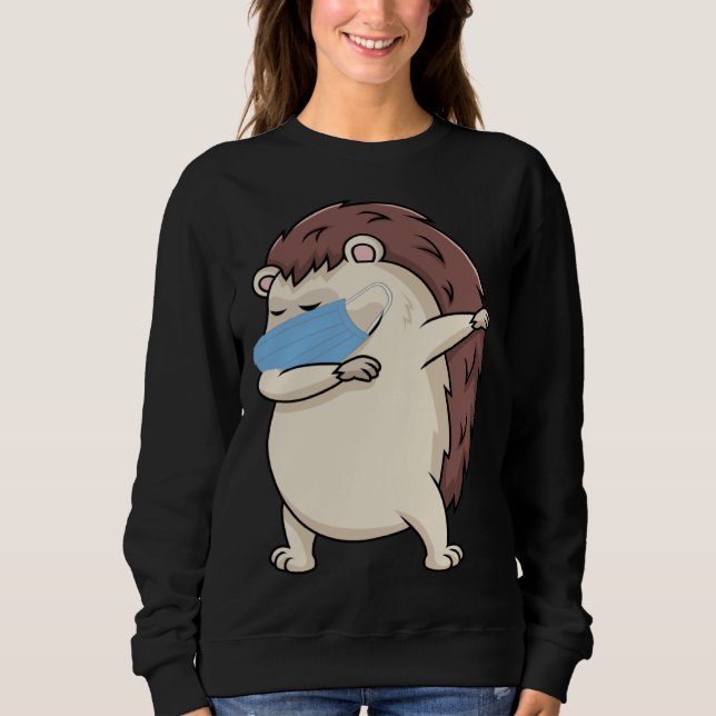 Dabbing Hedgehog With Face Mask   Dab  Bunny Sweatshirt (Front)