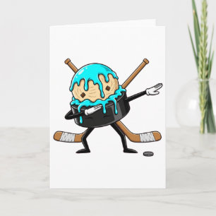 Dabbing Hockey Puck Drip Ice Cream Kids Youth Boys Card