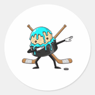 Dabbing Hockey Puck Drip Ice Cream Kids Youth Boys Classic Round Sticker
