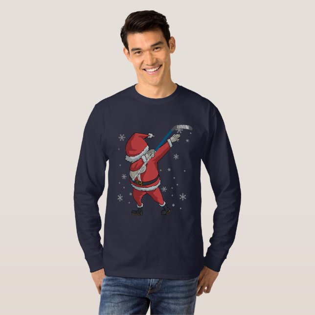 Dabbing Hockey Santa Claus Christmas Gift T-Shirt (Front Full)