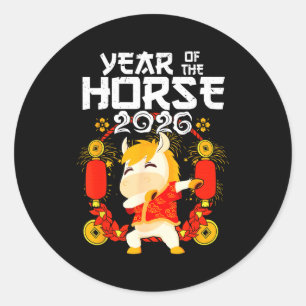 Dabbing Horse Chinese New Year Of The Horse2026  Classic Round Sticker