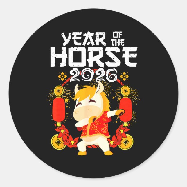 Dabbing Horse Chinese New Year Of The Horse2026  Classic Round Sticker (Front)