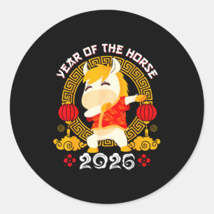 Dabbing Horse Chinese New Year Of The Horse2026 Classic Round Sticker