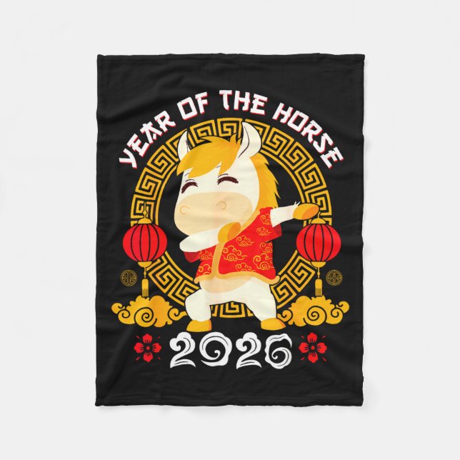 Dabbing Horse Chinese New Year Of The Horse2026  Fleece Blanket (Front)