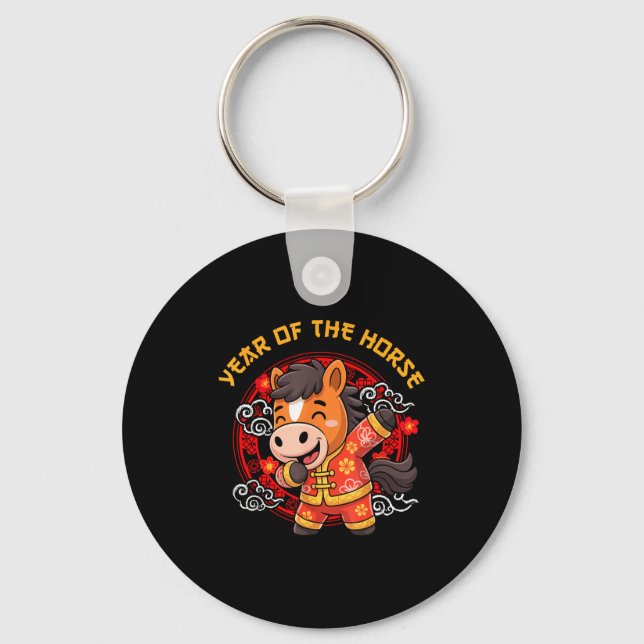 Dabbing Horse Chinese New Year Of The Horse2026  Key Ring (Front)