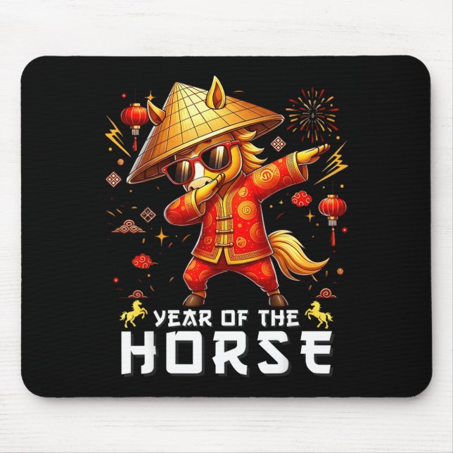 Dabbing Horse Lunar Chinese New Year Of The Horse  Mouse Pad (Front)
