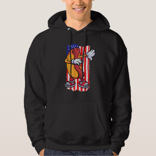 Dabbing Hot Dog Dancing Food Flag 4th July Themed Hoodie