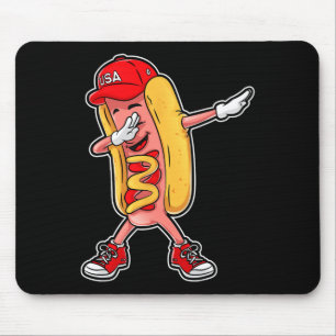 Dabbing Hot Dog T Shirt 4th Of July Hotdog Merica Mouse Pad