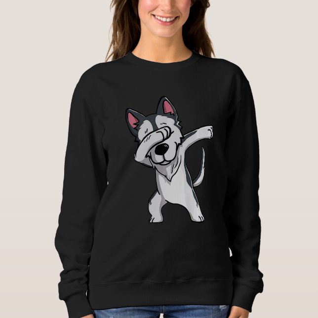 Dabbing Husky Dog Dab Dance Sweatshirt (Front)