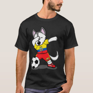 Dabbing Husky Dog Ecuador Football  Ecuadorian Fla T-Shirt
