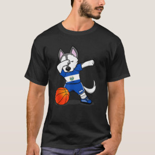 Dabbing Husky Dog El Salvador Basketball Fans Jers T-Shirt