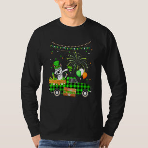 Dabbing Husky Dog  Shamrock St Patrick's Day T-Shirt