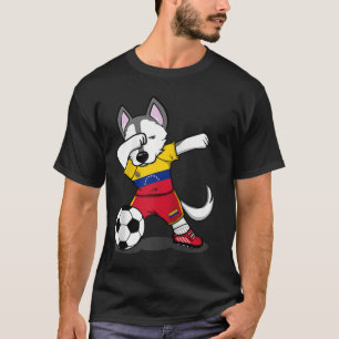 Dabbing Husky Dog Venezuela Football Venezuelan Fl T-Shirt