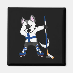 Dabbing Husky Finland Ice Hockey Lovers Jersey Win Magnet