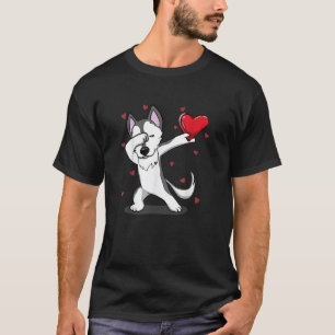 Dabbing Husky Heart Valentine's Day Boys Girls T-Shirt