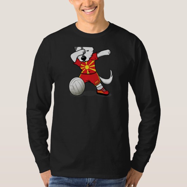 Dabbing Husky Macedonia Volleyball Fans  Macedonia T-Shirt (Front)