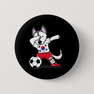Dabbing Husky South Korea Footll Fans Korean Socce 6 Cm Round Badge
