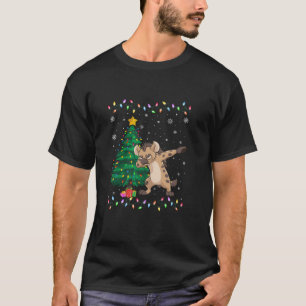 Dabbing Hyena Xmas Tree Lights Ugly Christmas Swea T-Shirt