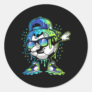 Dabbing Ice Cream Sprinkles Soccer Drip Boys Kids Classic Round Sticker