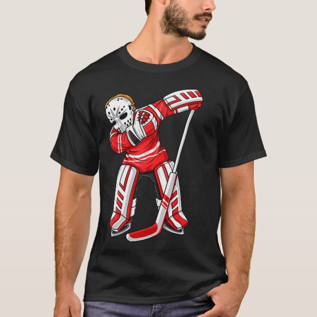 Dabbing Ice Hockey Player Funny Boys Girls Kids Da T-Shirt (Front)