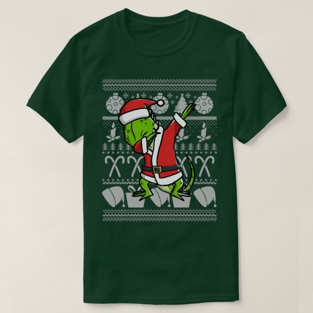 Dabbing Iguana Ugly Christmas Sweater Graphic (Design Front)