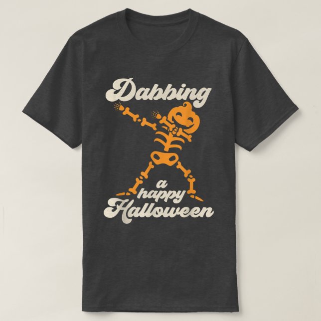Dabbing Jack O Lantern Skeleton  T-Shirt (Design Front)
