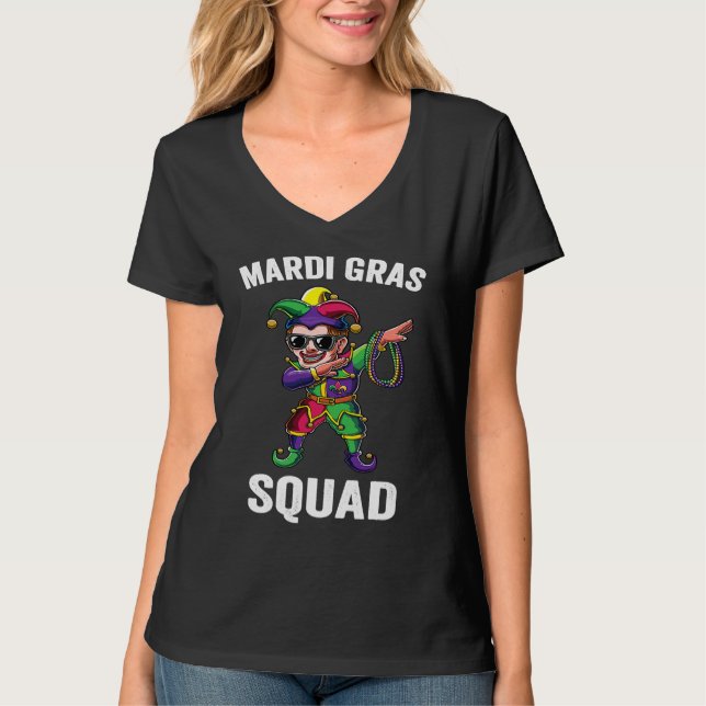 Dabbing Jester Dab Cute Mardi Gras Squad Matching T-Shirt (Front)