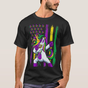 Dabbing Jester Unicorn Flag Mardi Gras , Kids Girl T-Shirt