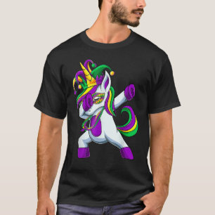 Dabbing Jester Unicorn Mardi Gras    Kids Girls T-Shirt