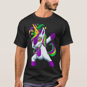 Dabbing Jester Unicorn Mardi Gras Kids Girls T-Shirt
