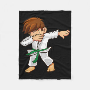 Dabbing Karateka Green Belt Karate  Fleece Blanket