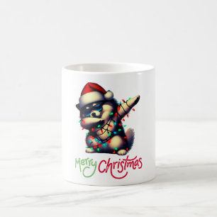 Dabbing Keeshond Dog Sunglasses Cute Christmas on Coffee Mug