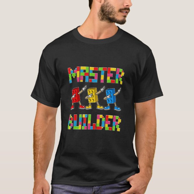 Dabbing Kids Master Builder Building Blocks Bricks T-Shirt (Front)