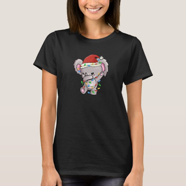 Dabbing Koala Bear Christmas tree lights T-Shirt (Front)