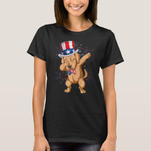 Dabbing Labrador Lab Dog Uncle Sam Usa Flag Indepe T-Shirt