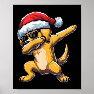 Dabbing Labrador Retriever Santa Hat Christmas Dab Poster