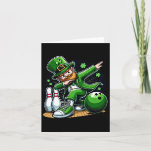 Dabbing Leprechaun Bowling Irish Bowler St Patrick Card