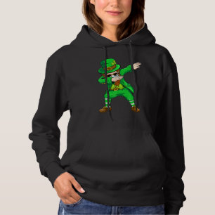 Dabbing Leprechaun Face Mask St Patrick's Day Boys Hoodie