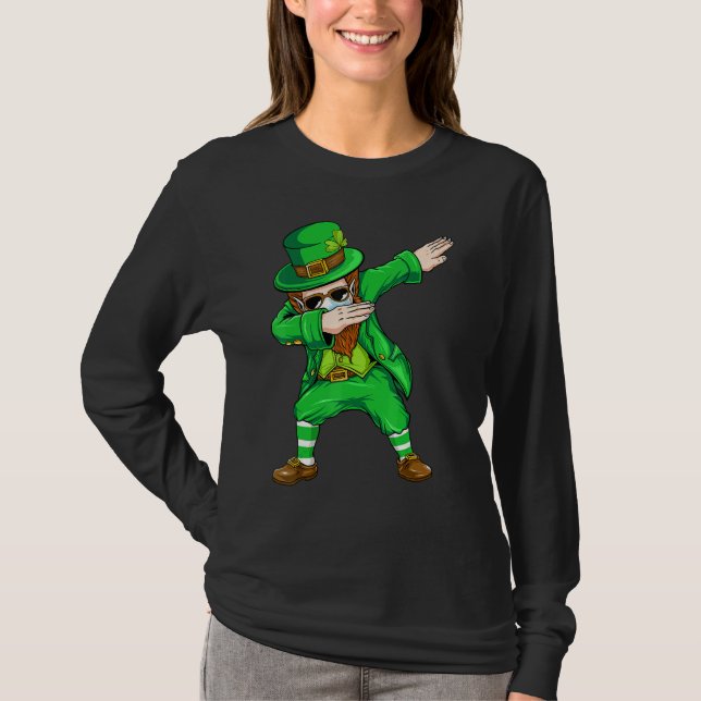 Dabbing Leprechaun Face Mask St Patrick's Day Boys T-Shirt (Front)