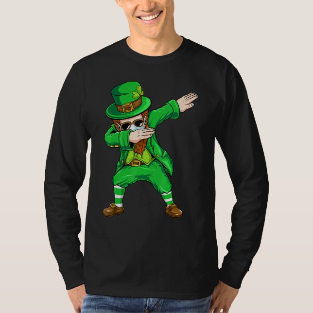 Dabbing Leprechaun Face Mask St Patrick's Day Boys T-Shirt (Front)